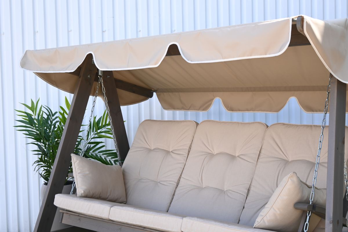Dalom hammock med tak - grå/jutebeige tak