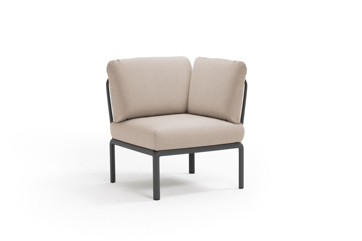 Nardi Komodo hjørnemodul m/puter - antrasittgrå/canvasbeige