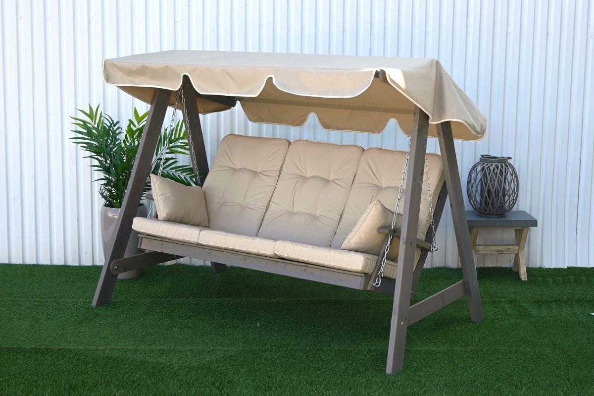 Dalom hammock med tak - grå/jutebeige tak