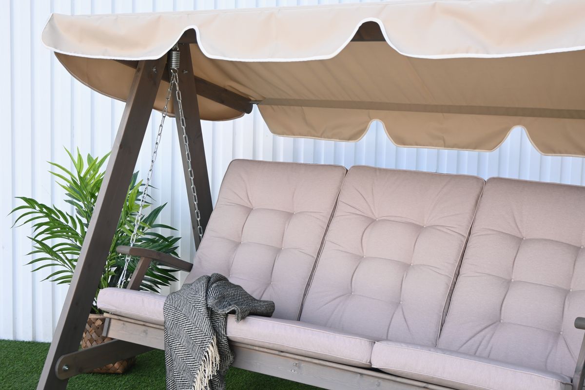 Dalom hammock med tak - grå/jutebeige tak