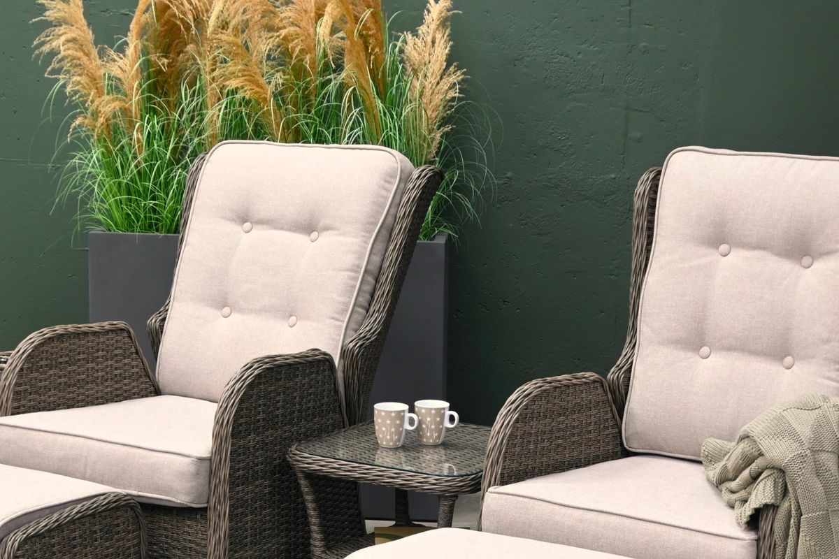 Caledonia putesett til  hvilestolsett - beigemelert, 6 puter