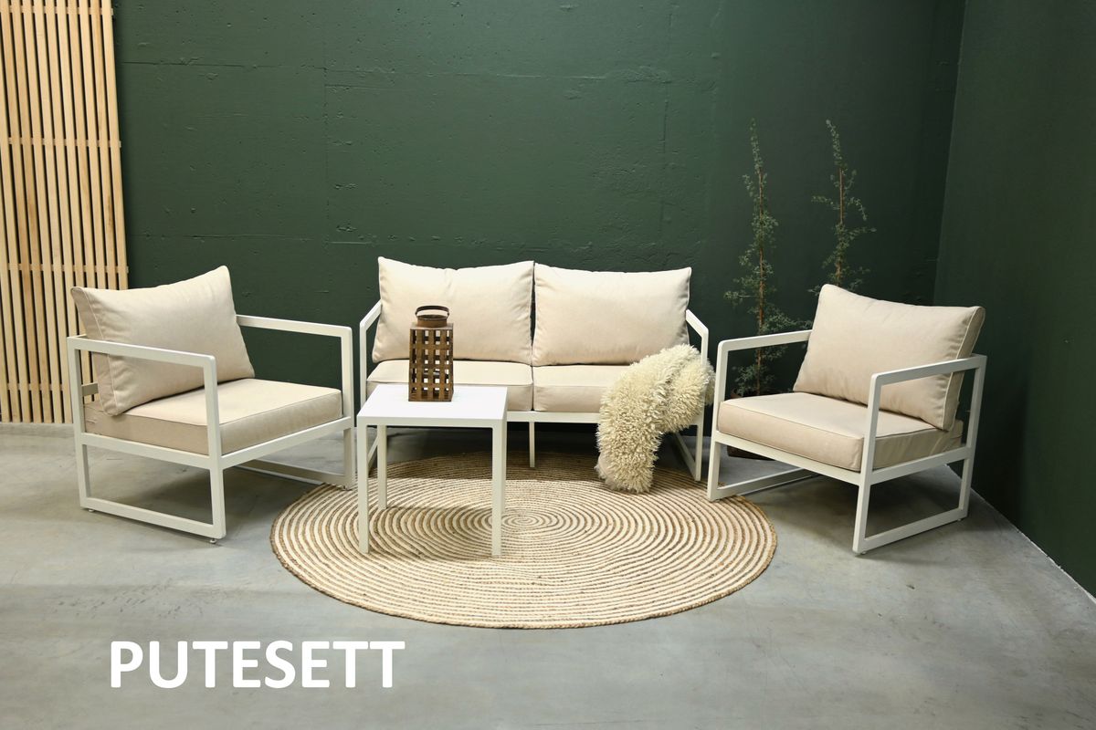 Unitex 65 putesett 2+1+1 - design Krembeige, 8 puter 