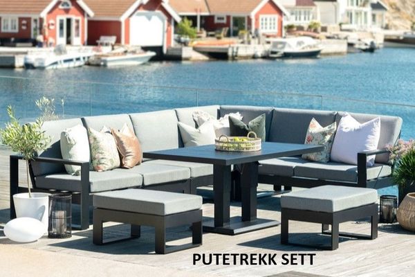 Hovedbilde Manhattan 70 putetrekk sett til hjørnesofa+paller - design Harmonigrå, 12 putetrekk 