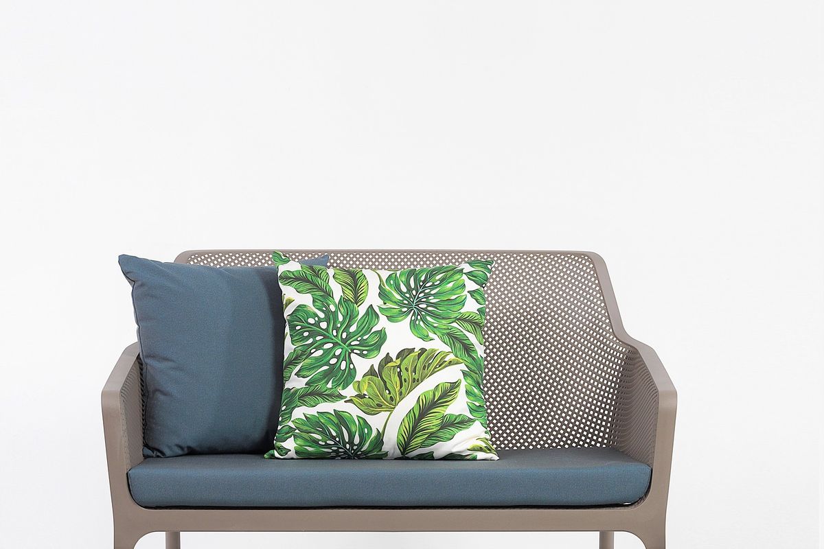 Nardi Net sett 2+1+1 m/puter+bord - gråbeige/denimblå