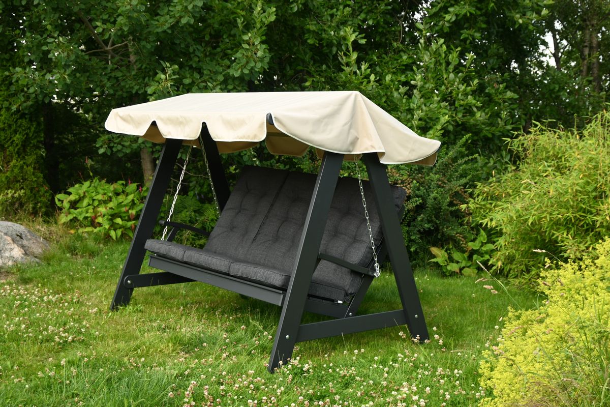Dalom hammock med tak - orkangrå/jutebeige tak 