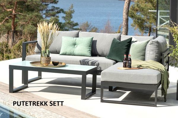 Hovedbilde  Vegas putetrekk sett til hjørnesofa - design Harmonigrå, 6 putetrekk