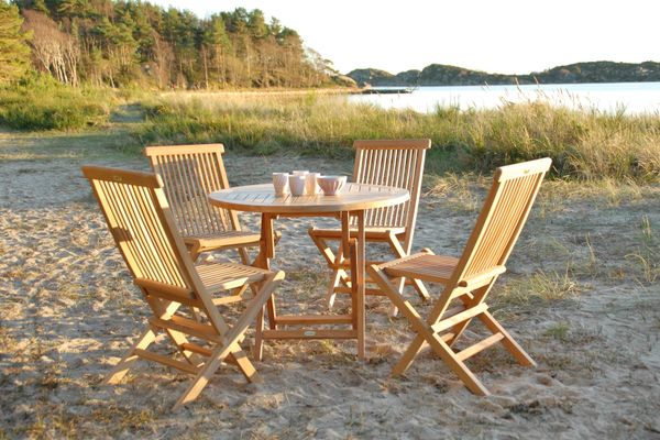 Hovedbilde Global sett 4 klappstoler+bord Ø80 cm - teak 