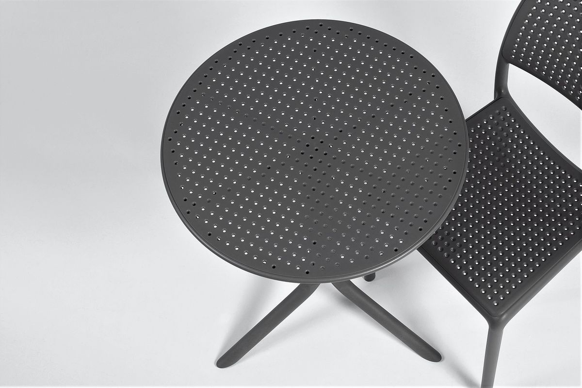  Nardi Bora sett 2 spisestoler+Step bord Ø60 cm - antrasittgrå