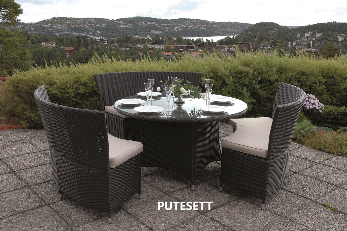 Support M putesett til buet spisesofa - linebeige, 3 puter