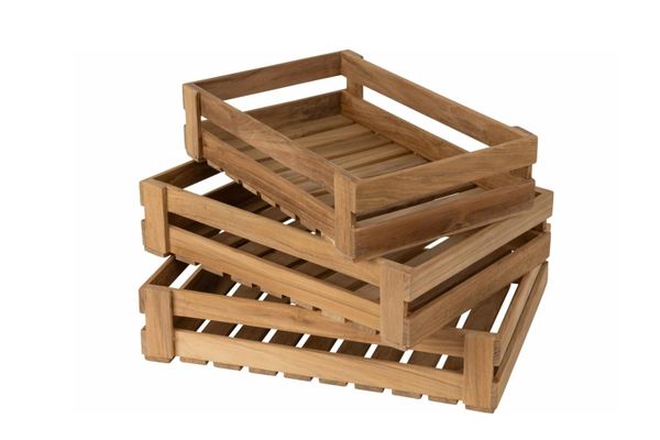 Hovedbilde Deco teak-kasser sett, 3 stk 