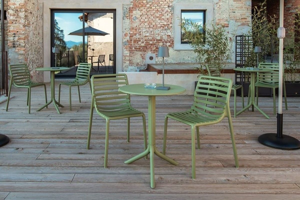 Nardi Doga Bistrot sett 2 stoler+bord Ø60 cm - agavegrønn