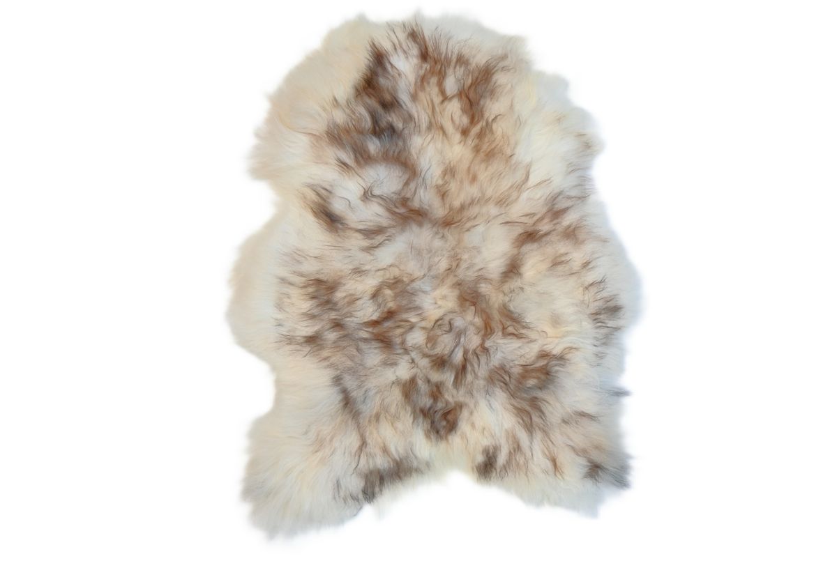 Sheepy saueskinn - ullhvit/brunmelert 