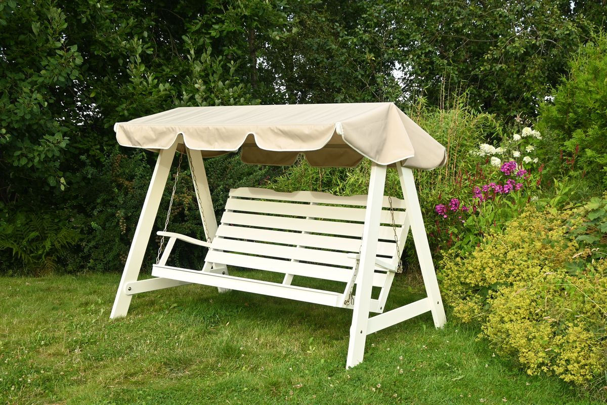 Dalom hammock med tak - hvit/jutebeige tak