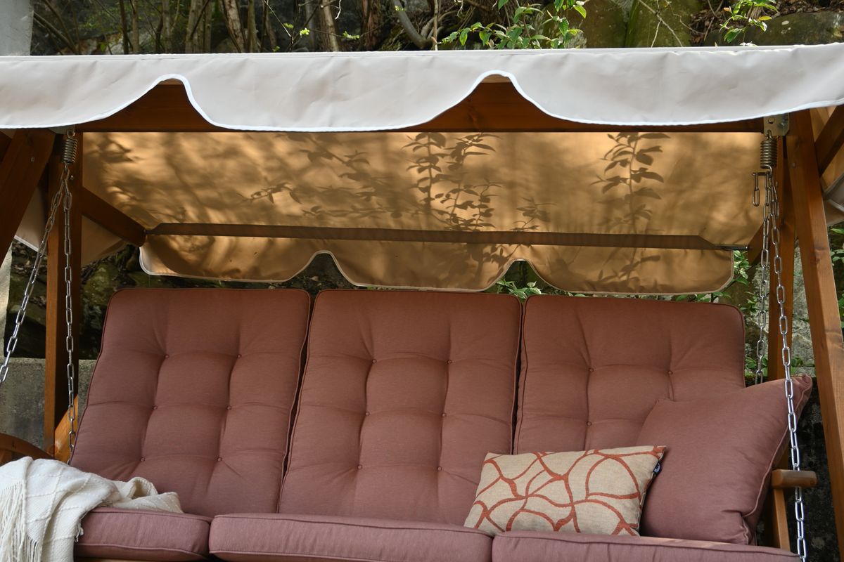 Dalom hammock med tak - kanel/jutebeige tak