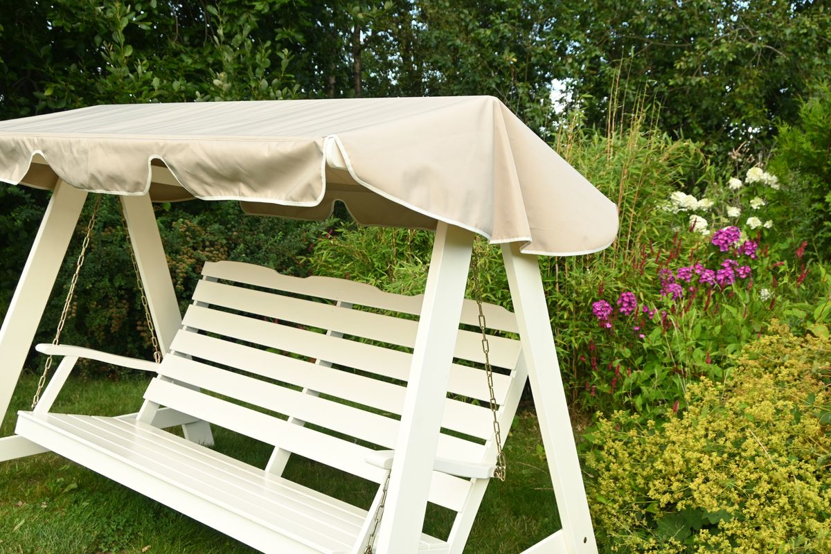 Dalom hammock med tak - hvit/jutebeige tak