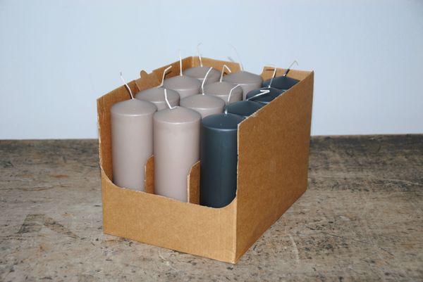 Hovedbilde Enjoy kubbelys Ø6xH18 cm - lin/mørk grå, 12 stk