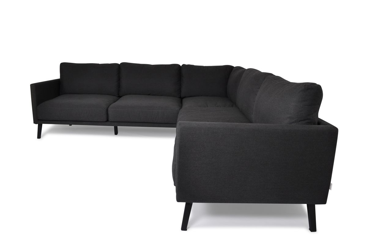 Easy 240 værbestandig hjørnesofa+bordsett - sotgrå/sort