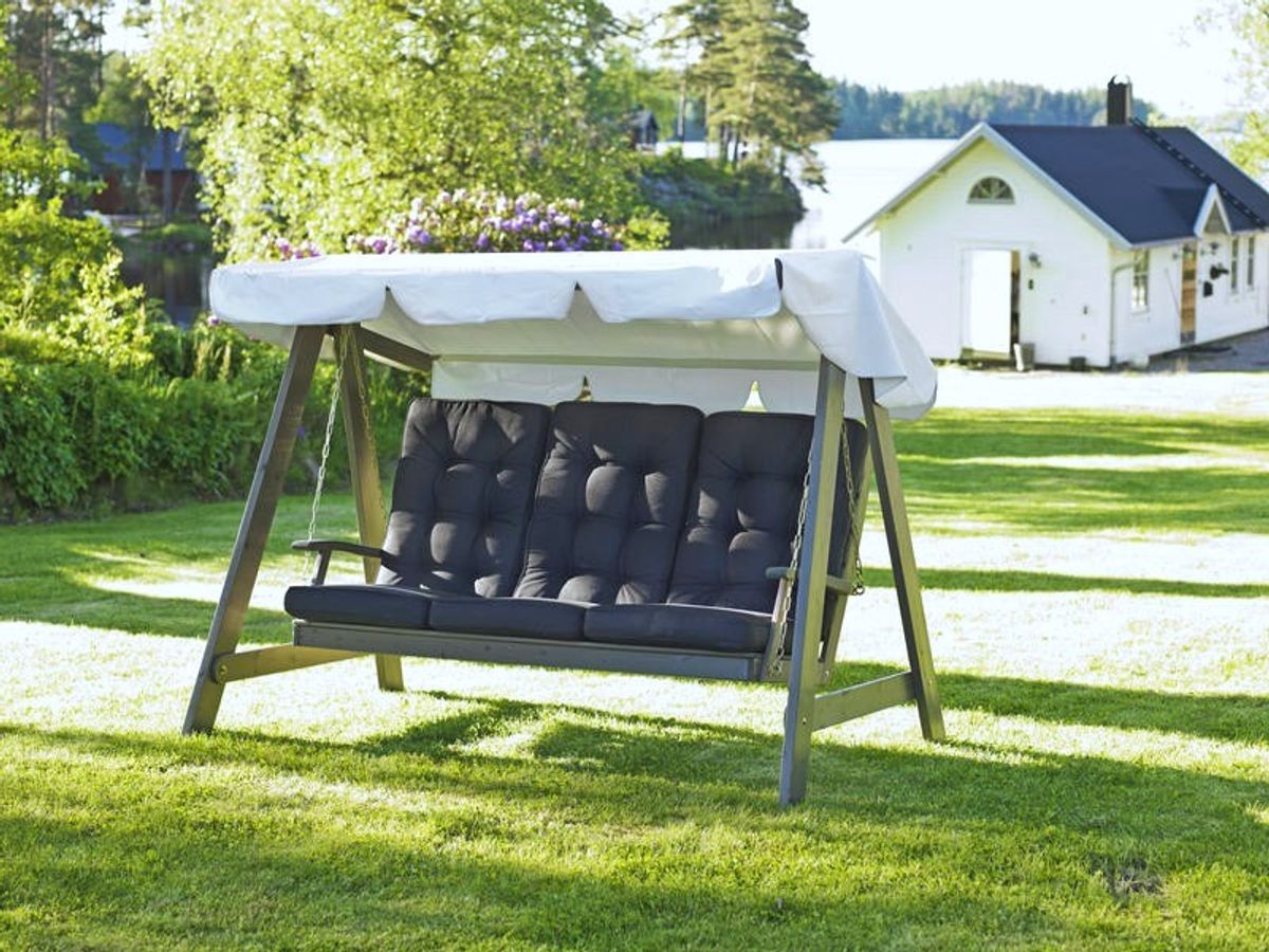 Dalom hammock med tak - grå/hvitt tak
