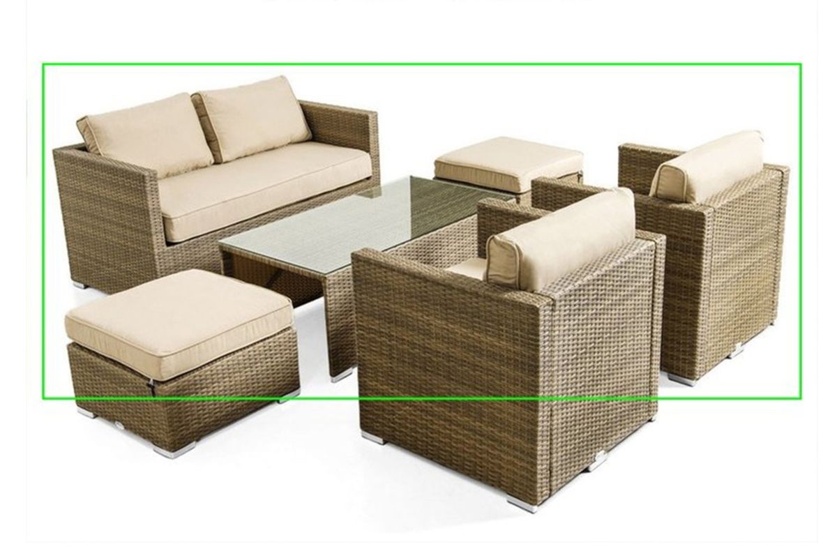 Messina putesett til 2+1+1+paller - design Beigemelert, 9 puter