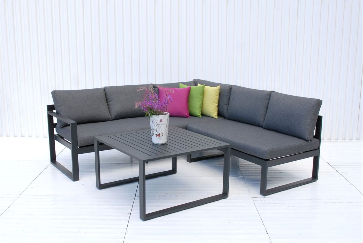 Variant D68 putesett til hjørnesofa - design Mørk grå, 8 puter